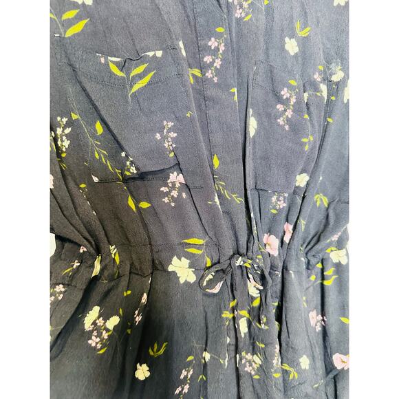 THAKOON COLLECTIVE Black Floral Print Tie Waist Collar Button Front Jumpsuit 10 - Picture 10 of 12